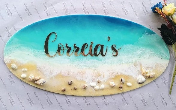 Epoxy Resin Coated Nameplate- JB399CER- Beach Scape
